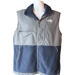 The North Face Fleece Vest Mens Medium Gray Blue Polartec Full Zip